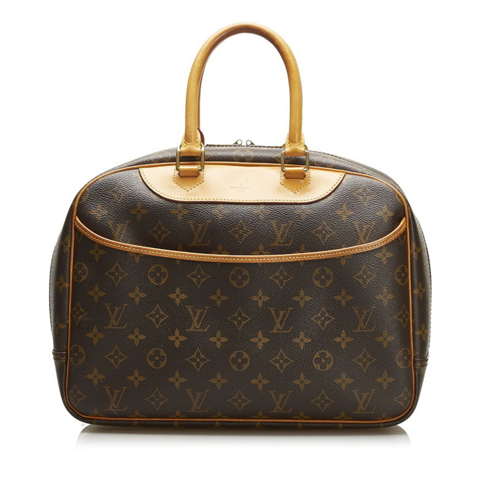 Louis Vuitton Monogram Deauville Handbag M47270 Brown PVC Leather Ladies LOUI...